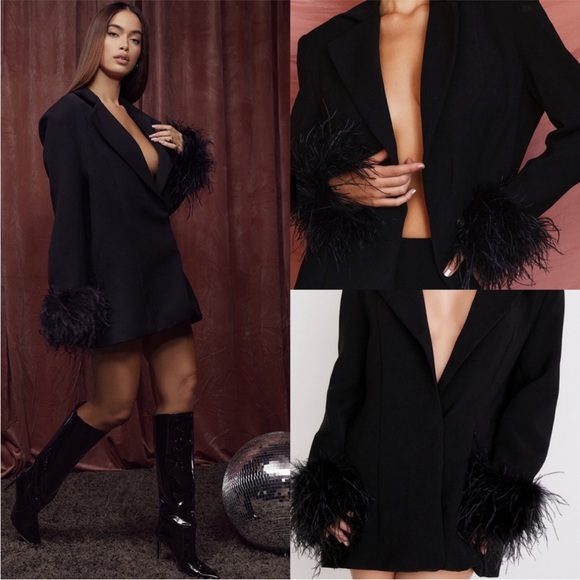 HOUSE OF CB 'Esme' Black Oversized Blazer NWOT - Picture 2 of 8